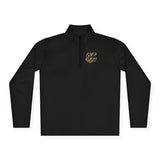 Quarter-Zip Pullover — "GMP God Money Power" Metallic Script Chest & Back