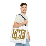 GMP Gold Logo Tote Bag — "God Money Power" Inspirational Canvas Tote