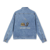 Men's Denim Jacket — 'God Money Power' Back Embroidered Vintage-Style Jean Jacket