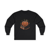 Long Sleeve Tee — Halloween Pumpkin "GMP: God Money Power" Graphic