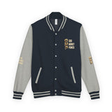 God Money Power Letterman Jacket — Red Varsity Bomber with GMP Gold Logo