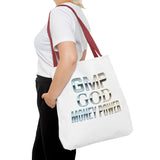 Money Power Tote Bag — 'GMP GOD' Metallic Typographic Canvas Tote