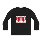 God Money Power (GMP) Youth Long Sleeve Tee — Red Logo Athletic Shirt
