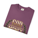 God Money Power T-Shirt — Bold Gold Laurel Graphic Tee