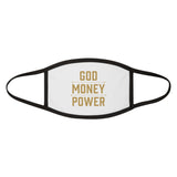 God Money Power Face Mask — Bold Gold Typography Faith & Hustle Mask