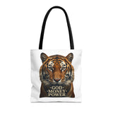 Tiger 'God Money Power' Tote Bag — Bold Wildlife Statement Bag