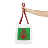 Jesus Face Mask Tote Bag – Green & Red Religious Graphic Shopper