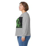 Long Sleeve Tee — Neon Green 'God Money Power' Graphic