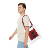 Jesus Icon Masked Tote Bag - 'Lord Money Power' Red Graphic Tote