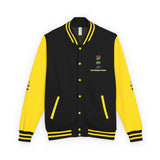 Letterman Jacket — "God • Money • Power" Embroidered Red & White Varsity