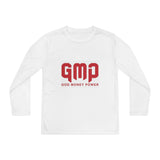 God Money Power (GMP) Youth Long Sleeve Tee — Red Logo Athletic Shirt