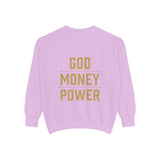 Sweatshirt — 'God Money Power' Crown & Fist Graphic Crewneck