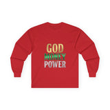 God Money Power Long Sleeve Tee — Inspirational Faith & Wealth Graphic Shirt