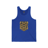 Good Money Power Tank Top — Retro 3D Gold Typography Muscle Tee