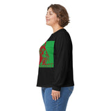 Long Sleeve Tee — Retro Religious Icon Graphic (Green/Red)