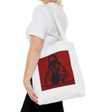 Jesus Icon Masked Tote Bag - 'Lord Money Power' Red Graphic Tote