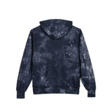 Tie-Dye Embroidered Hoodie — Navy Champion-Style Pullover with Blue Graphic