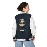Letterman Jacket — 'War Money Power' Crown Graphic Varsity Jacket