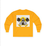 Long Sleeve Tee — Tropical Savior Graphic (Palm Trees & Sunburst)