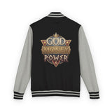 Letterman Jacket — 'God Money Power' Retro Crest Varsity Jacket
