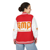 Letterman Jacket — "GMP (God Money Power)" Red & White Varsity Jacket