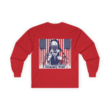 Long Sleeve Tee - Patriotic Bandana Mask Design with 'God, Money & Power' Graphic