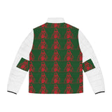 Puffer Jacket — Festive Red & Green Patterned Winter Coat
