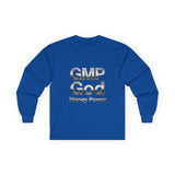 Long Sleeve Tee — GMP God "Money Power" Metallic Logo