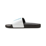 Men's Slide Sandals — 'Good Money Power' Blue Graphic Removable-Strap Slides