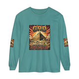Long Sleeve T‑Shirt — "God Money Power" Pyramid Graphic