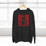 Three-Panel Fleece Hoodie — Red Icon Jesus Graphic Hoodie (I Don't Want Power Text)