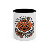 Halloween Pumpkin "GMP: God Money Power" Accent Coffee Mug — Spooky Fall Gift (11/15oz)