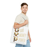 God Money Power Tote Bag – Gold 3-Word Motivational AOP Tote