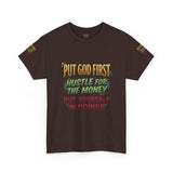 Inspirational Faith Tee — "Put God First, Hustle for the Money, Put Yourself in Power"