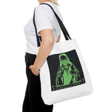Graphic Tote Bag — Neon Green 'God Money Power' Icon Design