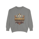 God Money Power Sweatshirt - Vintage Crest Graphic Crewneck