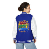 Letterman Jacket — "God Money Power" Retro Graphic Varsity Jacket