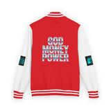 Letterman Jacket — "GOD MONEY POWER" Retro Graphic Varsity Jacket