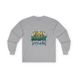 Long Sleeve Tee — "God Money Power" Graphic Spiritual Streetwear