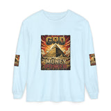 Long Sleeve T‑Shirt — "God Money Power" Pyramid Graphic