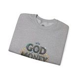 Crewneck Sweatshirt — "God Money Power" Graphic Pullover