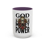 God Money Power-Coffee Mug — Skull Crown Gothic Accent Mug (11oz & 15oz)