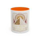 God Money Power Pyramid Accent Coffee Mug — Inspirational Wealth & Faith Ceramic Mug