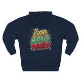 God Money Power Hoodie — Graphic Fleece Pullover with Crown Logo