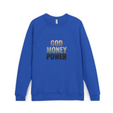God Money Power Sweatshirt — Inspirational Graphic Raglan Crewneck
