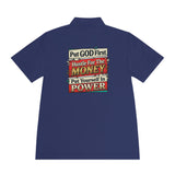 Men's Motivational Polo — "Put GOD First, Hustle For The Money, Put Yourself In Power"