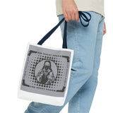Religious Icon Tote Bag — "God Money Power" Graphic Canvas Tote