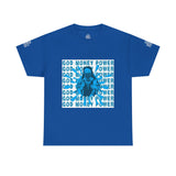 God Money Power Graphic Tee — Blue Anime Design