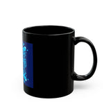 Black Ceramic Mug — Blue 'Good Money Power' Urban Graphic Coffee Cup (11oz/15oz)
