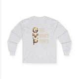 GMP Long Sleeve Tee — God Money Power Gold Graphic